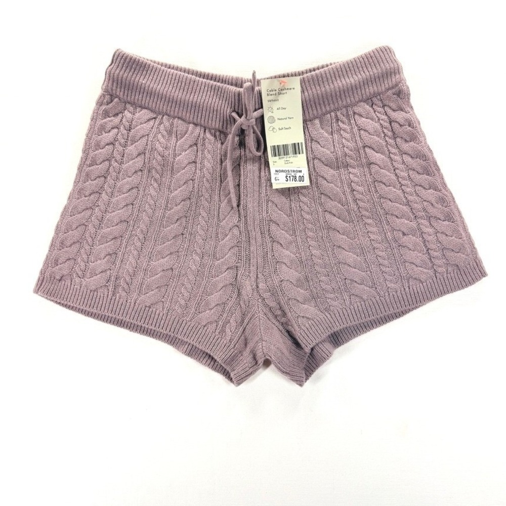 NWT Sweaty Betty Cable Cashmere Blend Shorts S Dusk Pink Purple $178